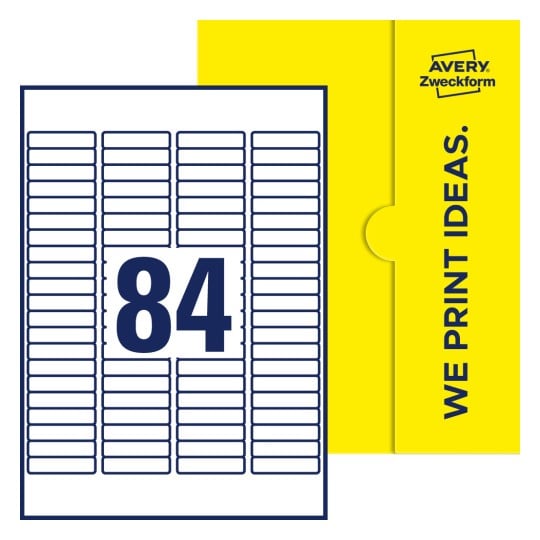 84 stk. etiketter pr. ark. - Firkantede etiketter, 46 x 11,1 mm
