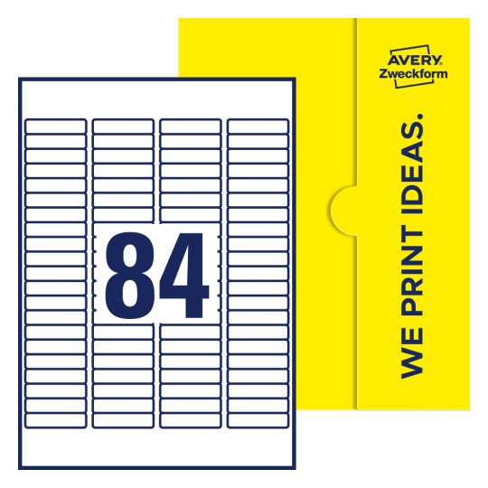 84 stk. etiketter pr. ark. - Firkantede etiketter, 46 x 11,1 mm