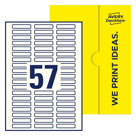 57 stk. etiketter pr. ark. - Firkantede etiketter, 50 x 10 mm