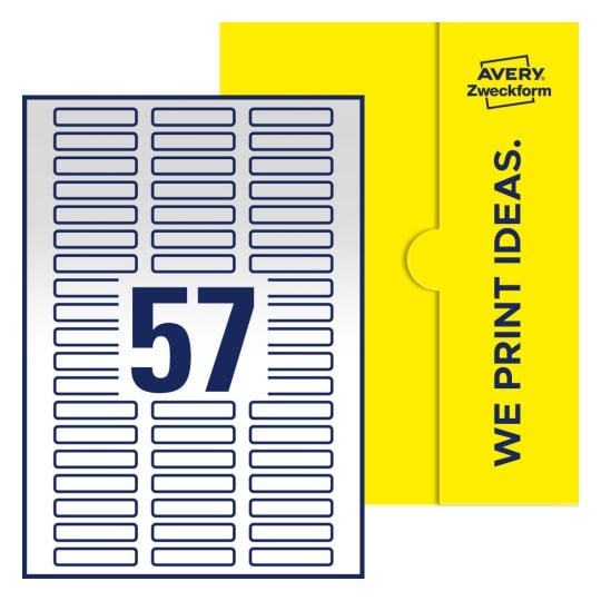 57 stk. etiketter pr. ark. - Firkantede etiketter, 50 x 10 mm