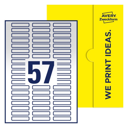 57 stk. etiketter pr. ark. - Firkantede etiketter, 50 x 10 mm