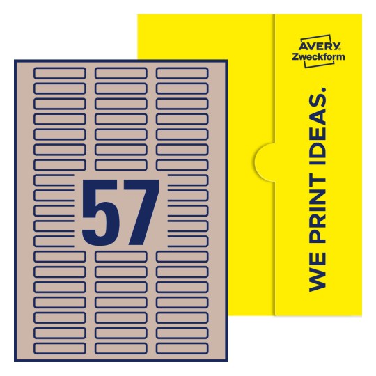 57 stk. etiketter pr. ark. - Firkantede etiketter, 50 x 10 mm