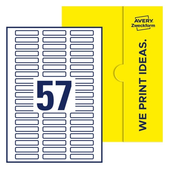 57 stk. etiketter pr. ark. - Firkantede etiketter, 50 x 10 mm