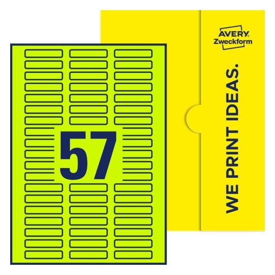 57 stk. etiketter pr. ark. - Firkantede etiketter, 50 x 10 mm