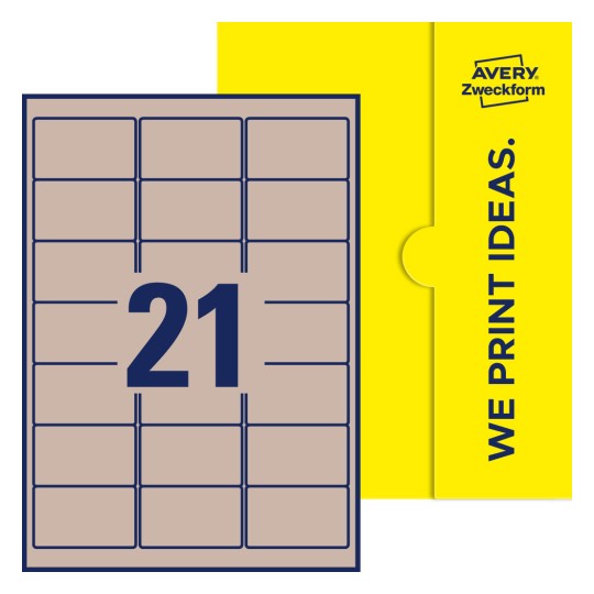 21 stk. etiketter pr. ark. - Firkantede etiketter, 63,5 x 38,1 mm