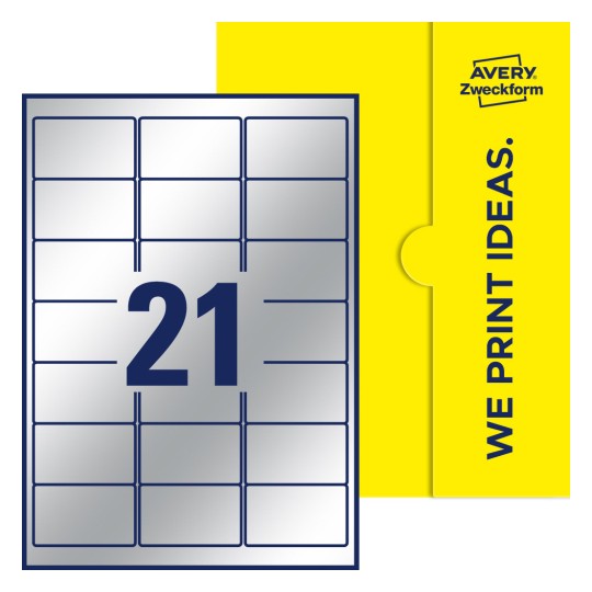 21 stk. etiketter pr. ark. - Firkantede etiketter, 63,5 x 38,1 mm