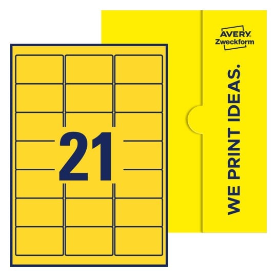 21 stk. etiketter pr. ark. - Firkantede etiketter, 63,5 x 38,1 mm