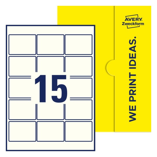 15 stk. etiketter pr. ark. - Firkantede etiketter, 63,5 x 46,6 mm