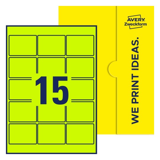 15 stk. etiketter pr. ark. - Firkantede etiketter, 63,5 x 46,6 mm