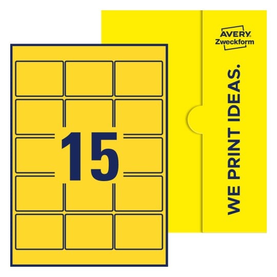15 stk. etiketter pr. ark. - Firkantede etiketter, 63,5 x 46,6 mm