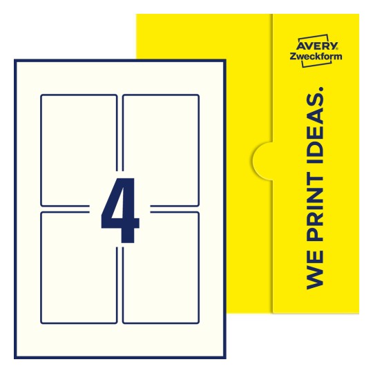 4 stk. etiketter pr. ark. - Firkantede etiketter, 75 x 110 mm