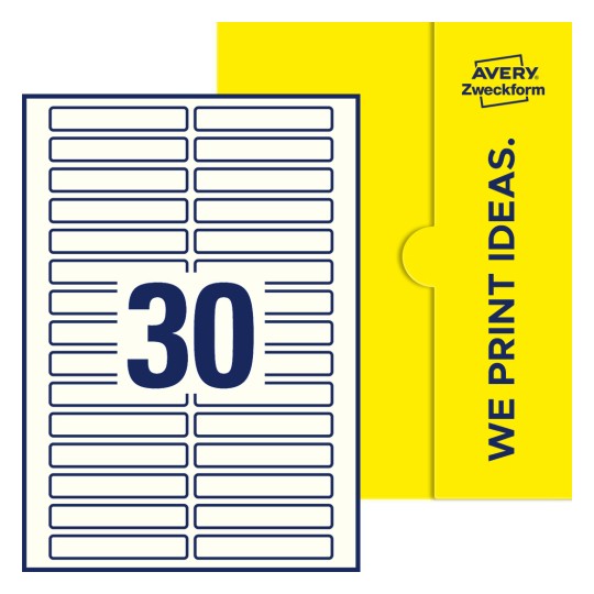 30 stk. etiketter pr. ark. - Firkantede etiketter, 85 x 14 mm