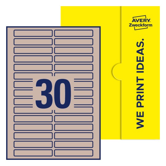 30 stk. etiketter pr. ark. - Firkantede etiketter, 85 x 14 mm