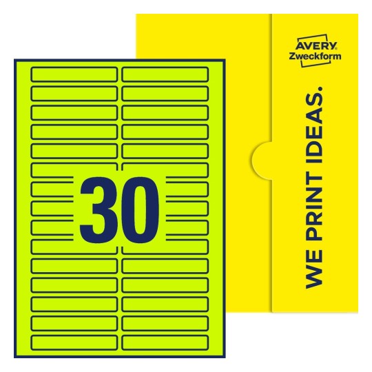 30 stk. etiketter pr. ark. - Firkantede etiketter, 85 x 14 mm