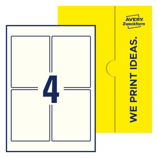 4 stk. etiketter pr. ark - Firkantede etiketter, 90 x 120 mm
