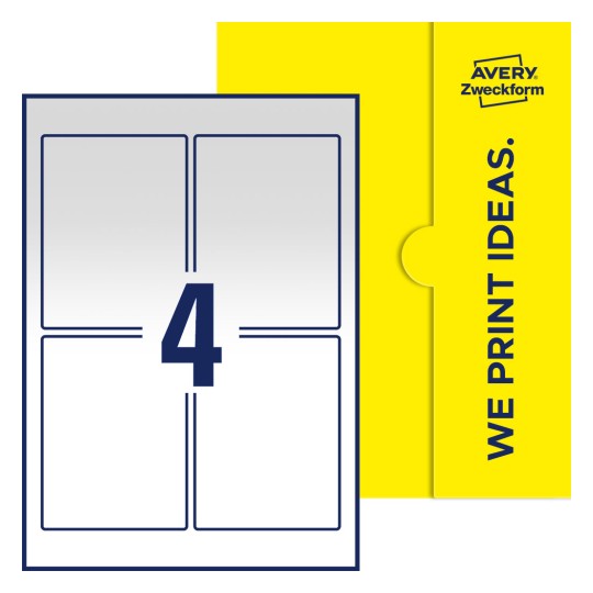 4 stk. etiketter pr. ark - Firkantede etiketter, 90 x 120 mm