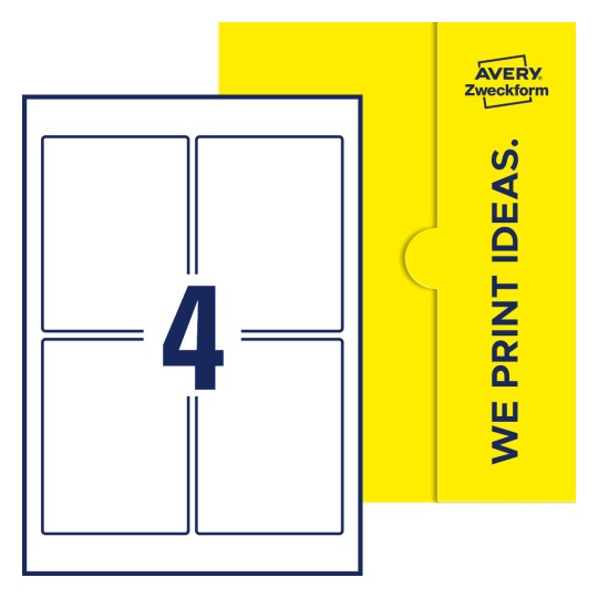 4 stk. etiketter pr. ark - Firkantede etiketter, 90 x 120 mm