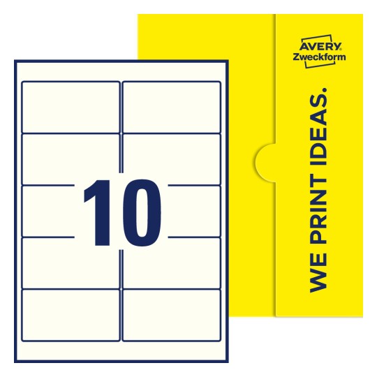 10 stk. etiketter pr. ark. - Firkantede etiketter, 96 x 50,8 mm