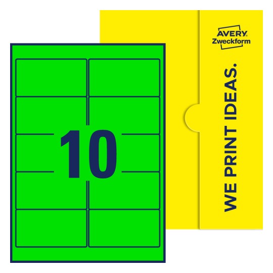 10 stk. etiketter pr. ark. - Firkantede etiketter, 96 x 50,8 mm