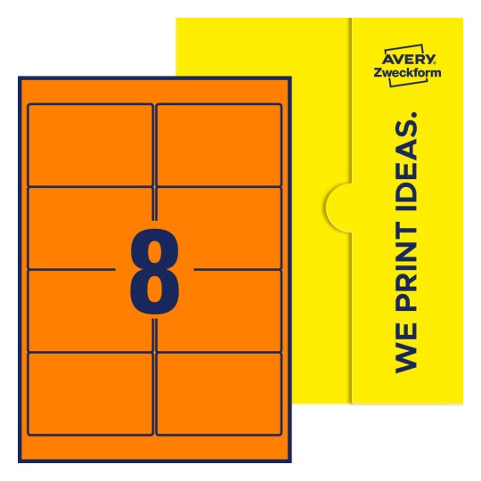 8 stk. etiketter pr. ark. - Firkantede etiketter, 96 x 63,5 mm