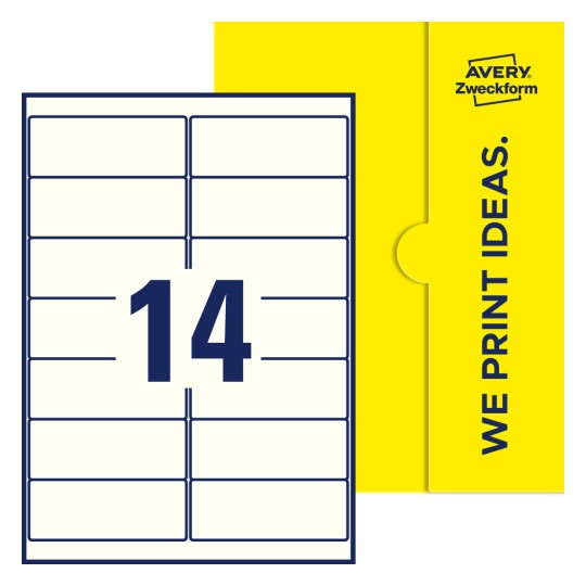 14 stk. etiketter pr. ark. - Firkantede etiketter, 99,1 x 38,1 mm