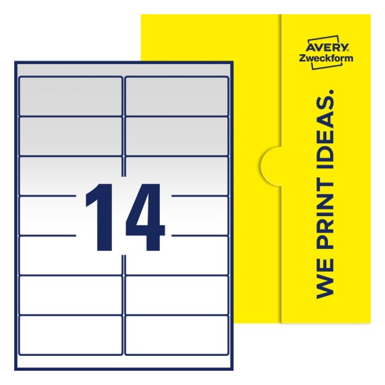 14 stk. etiketter pr. ark. - Firkantede etiketter, 99,1 x 38,1 mm