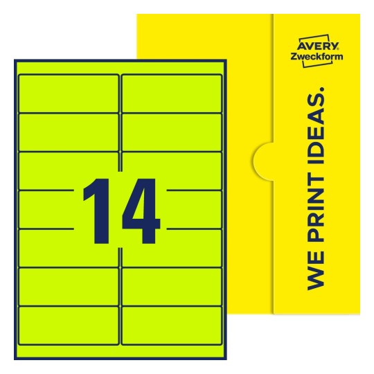 14 stk. etiketter pr. ark. - Firkantede etiketter, 99,1 x 38,1 mm