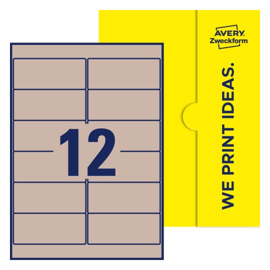 12 stk. etiketter pr. ark. - Firkantede etiketter, 99,1 x 42,3 mm