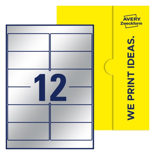 12 stk. etiketter pr. ark. - Firkantede etiketter, 99,1 x 42,3 mm