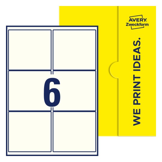 6 stk. etiketter pr. ark. - Firkantede etiketter, 99,1 x 93,1 mm