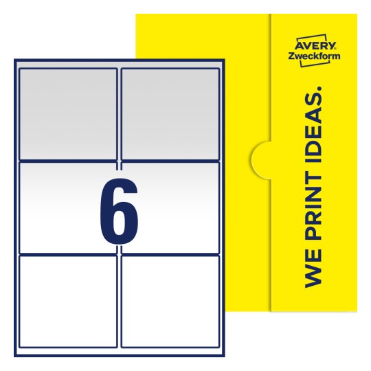 6 stk. etiketter pr. ark. - Firkantede etiketter, 99,1 x 93,1 mm