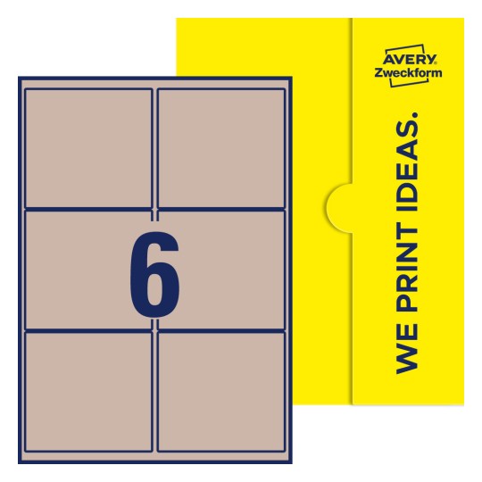 6 stk. etiketter pr. ark. - Firkantede etiketter, 99,1 x 93,1 mm