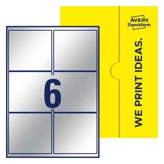 6 stk. etiketter pr. ark. - Firkantede etiketter, 99,1 x 93,1 mm