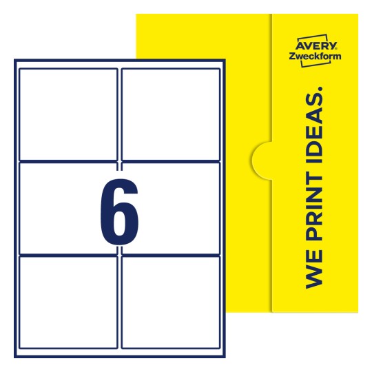 6 stk. etiketter pr. ark. - Firkantede etiketter, 99,1 x 93,1 mm