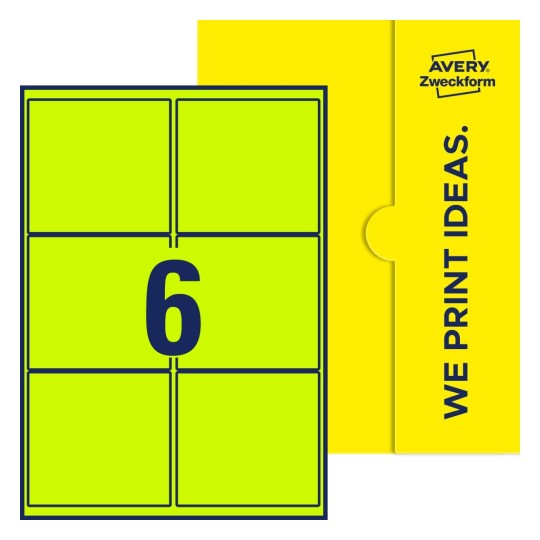 6 stk. etiketter pr. ark. - Firkantede etiketter, 99,1 x 93,1 mm