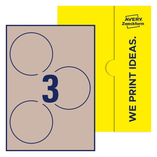 3 stk. etiketter pr. ark. - Runde etiketter, Ø 100 mm