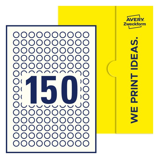 150 stk. etiketter pr. ark. - Runde etiketter, Ø 15 mm