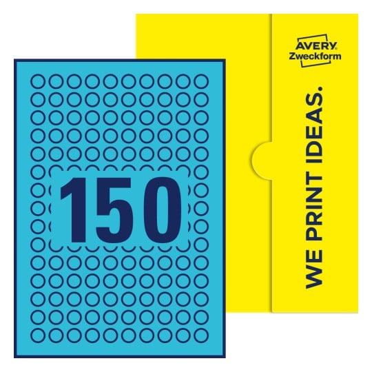 150 stk. etiketter pr. ark. - Runde etiketter, Ø 15 mm