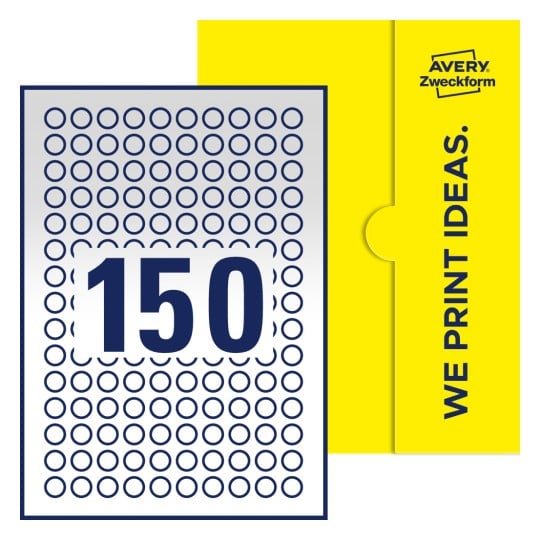 150 stk. etiketter pr. ark. - Runde etiketter, Ø 15 mm