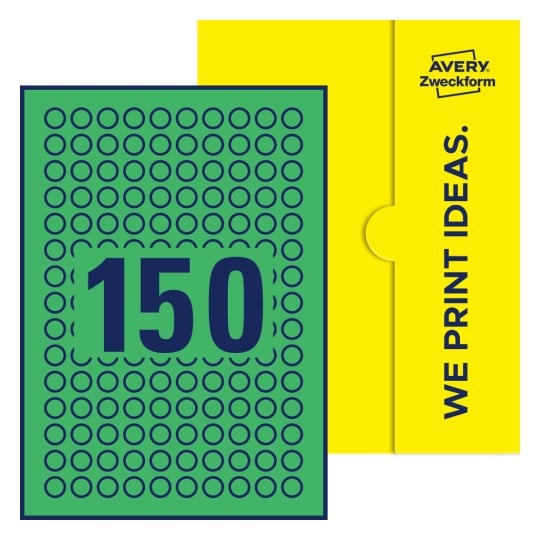 150 stk. etiketter pr. ark. - Runde etiketter, Ø 15 mm