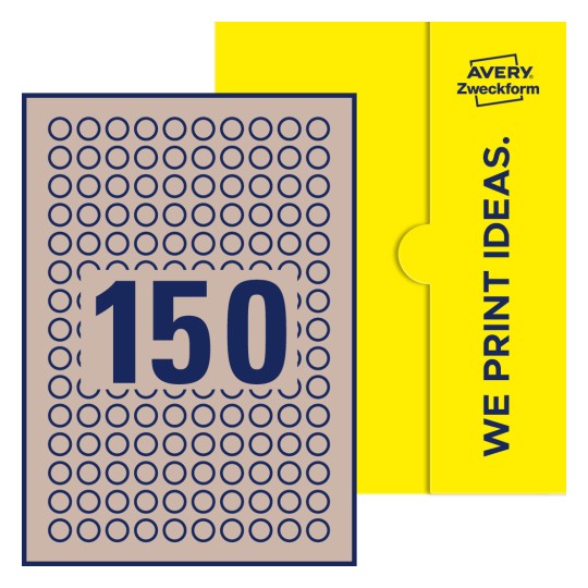 150 stk. etiketter pr. ark. - Runde etiketter, Ø 15 mm