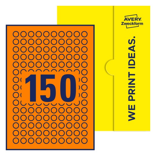 150 stk. etiketter pr. ark. - Runde etiketter, Ø 15 mm