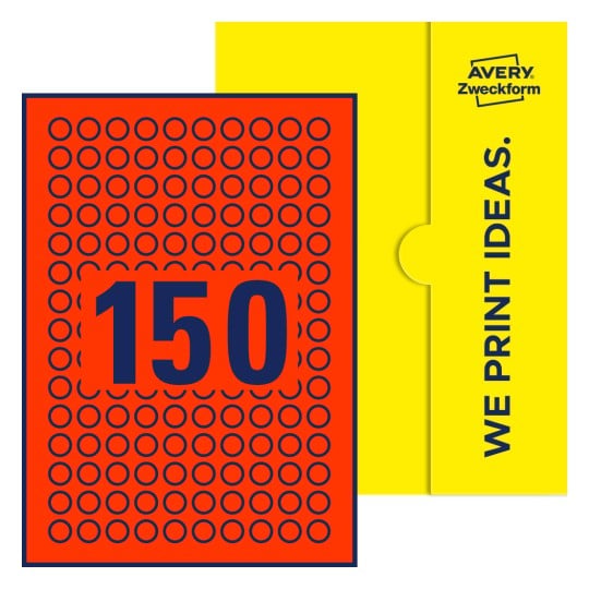 150 stk. etiketter pr. ark. - Runde etiketter, Ø 15 mm