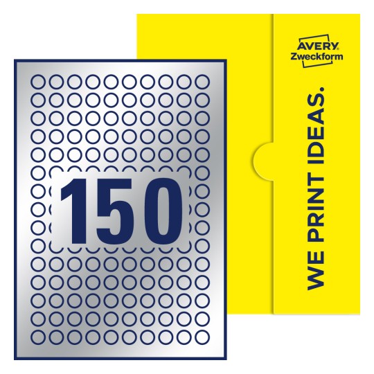 150 stk. etiketter pr. ark. - Runde etiketter, Ø 15 mm