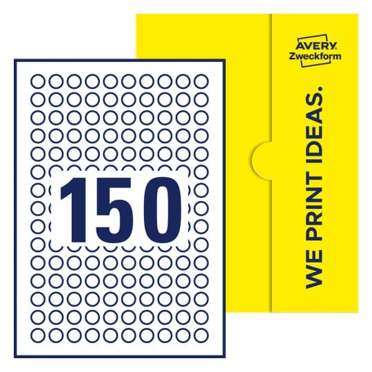 150 stk. etiketter pr. ark. - Runde etiketter, Ø 15 mm