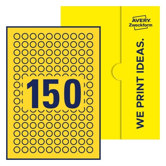 150 stk. etiketter pr. ark. - Runde etiketter, Ø 15 mm