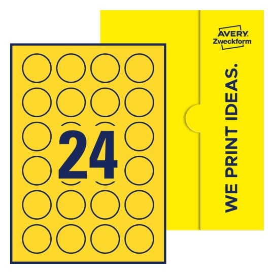 24 stk. etiketter pr. ark. - Runde etiketter, Ø 40 mm