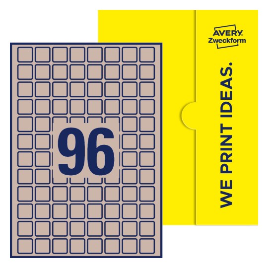 96 stk. etiketter pr. ark. - Kvadratiske etiketter, 20 x 20 mm