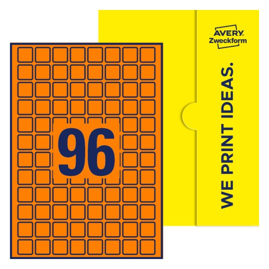 96 stk. etiketter pr. ark. - Kvadratiske etiketter, 20 x 20 mm