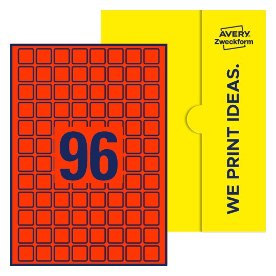 96 stk. etiketter pr. ark. - Kvadratiske etiketter, 20 x 20 mm
